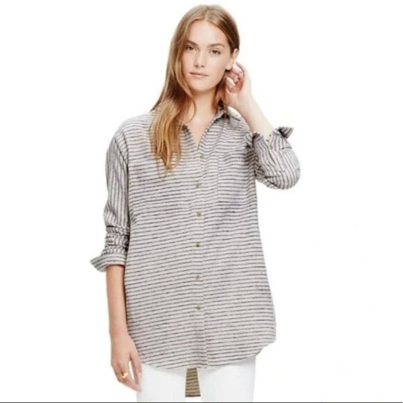 Madewell Stripe Flannel Sunday Shirt Women's Size XXSmall Shacket - Picture 1 of 15